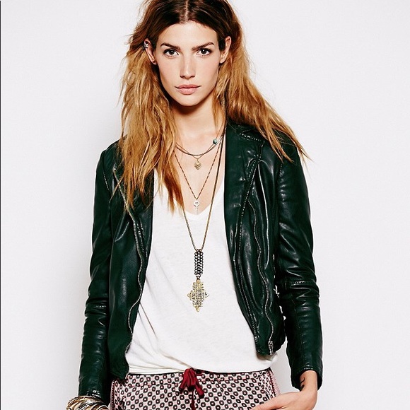 Free People Jackets & Blazers - Free People • Moto Leather Hooded Jacket • Sz 6